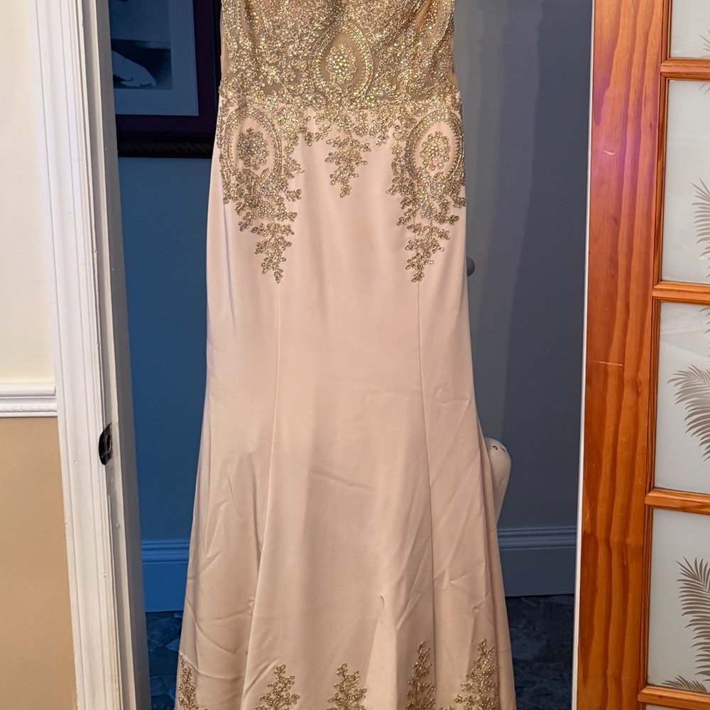 Camille La Vie Gold and Cream Wedding Dress
